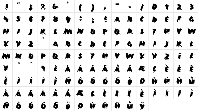 Ekttor Bold  glyph index