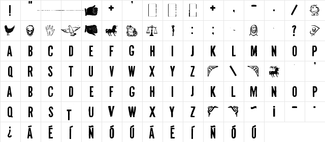 Mal de Ojo Regular  glyph index