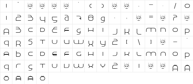 Made in Space Regular  glyph index