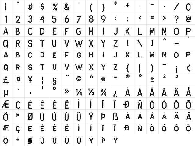 Antone Block  glyph index