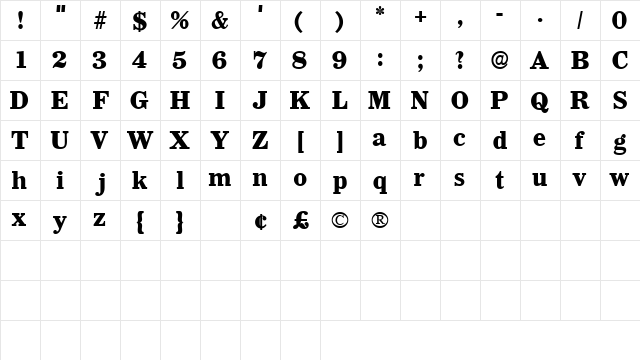 CognitoSSK Bold  glyph index