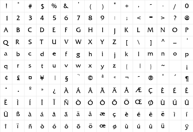 MusterLightSSK Regular  glyph index
