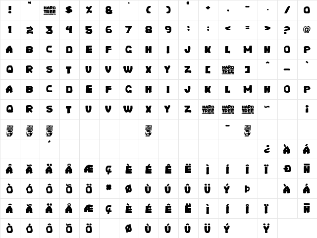 Hard Tree Regular  glyph index