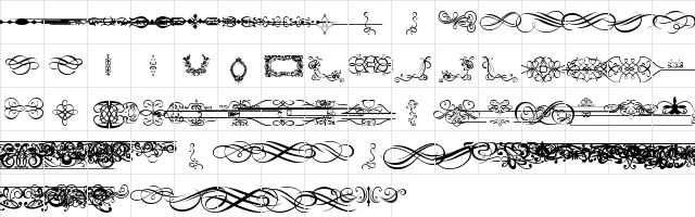 ornaments labels and frames Regular  glyph index