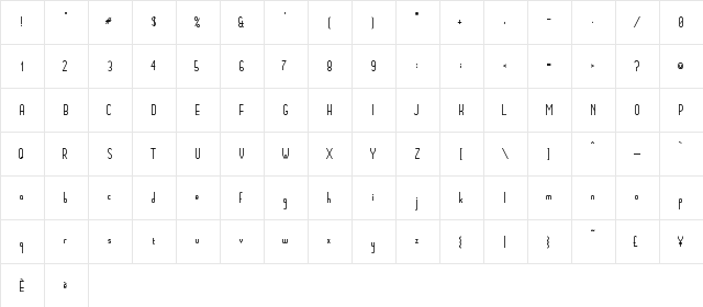 RM Thicky Regular  glyph index