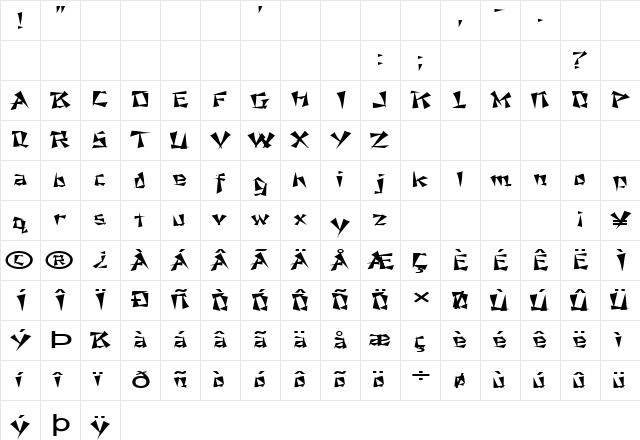 FZ UNIQUE 21 EX Normal  glyph index