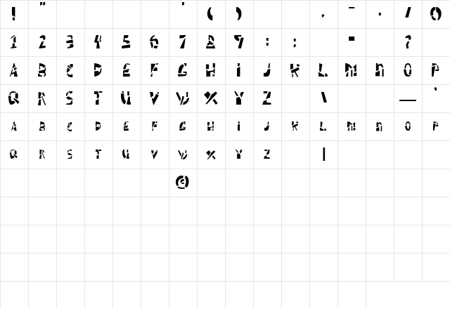 Schizm AOE Regular  glyph index
