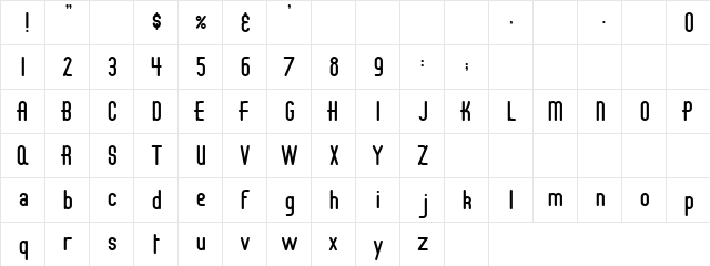 Draft Gothic Thin  glyph index