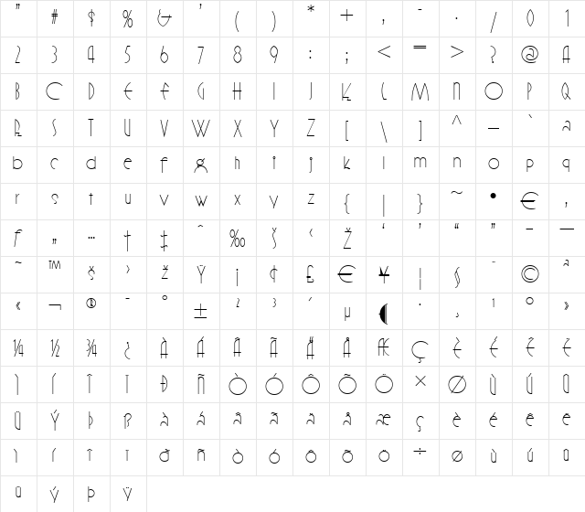 OK Chorale NF Regular  glyph index