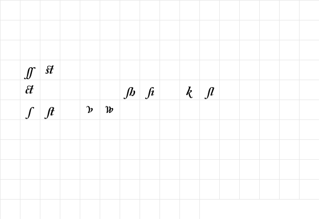 CaslonAlternateBlackSSK Italic  glyph index