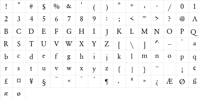 Garamond Semi Expanded SSi Semi Expanded  glyph index