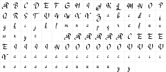 Los Angeles Regular  glyph index