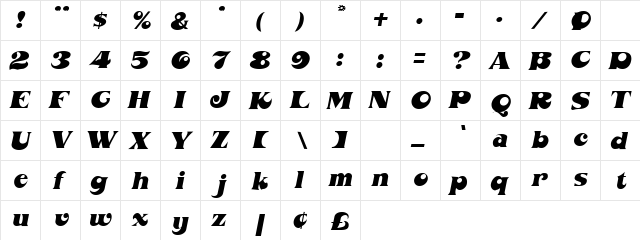 Phalanx Oblique  glyph index