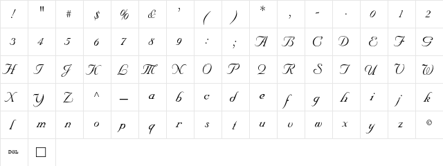 SNC1.02SN Italic  glyph index