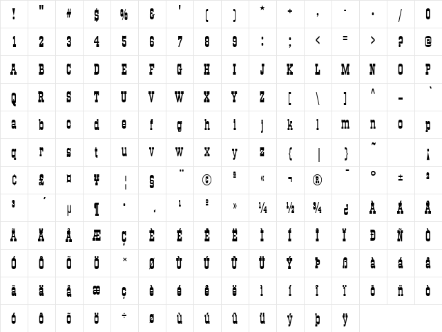 Old Towne No.536 Regular  glyph index