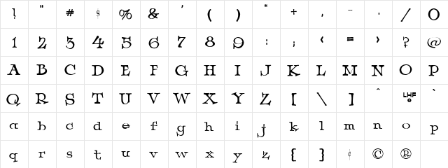 LHF Dog Bone Regular  glyph index