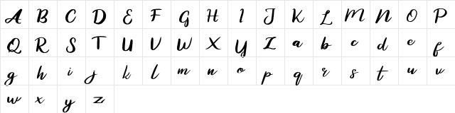 Zaskia FREE Regular  glyph index