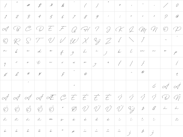 Ausberg Regular  glyph index