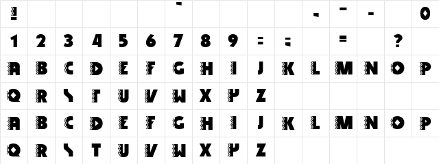 Striped Molly Regular  glyph index