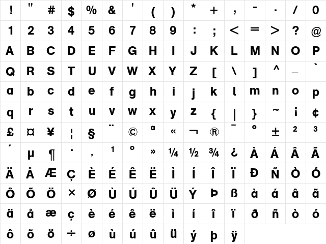AG Schoolbook Medium A  glyph index