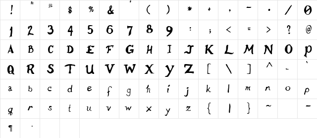 Dana Regular  glyph index