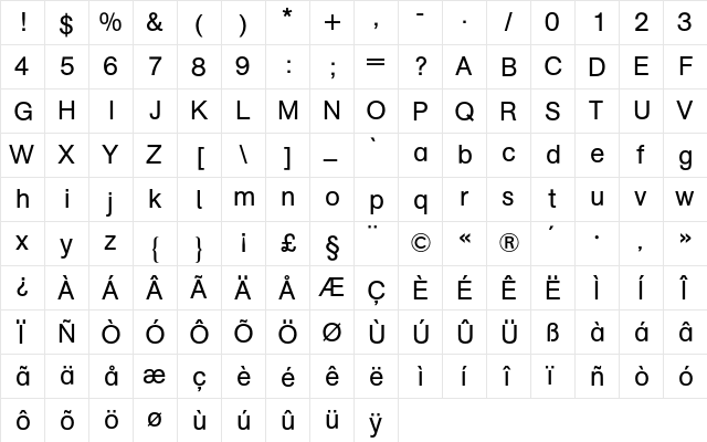 AG Schulbuch Two BQ Regular  glyph index