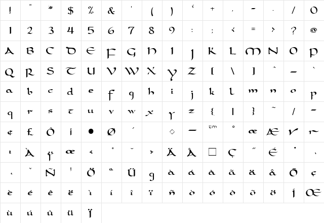 DorovarFLFCarolus Regular  glyph index