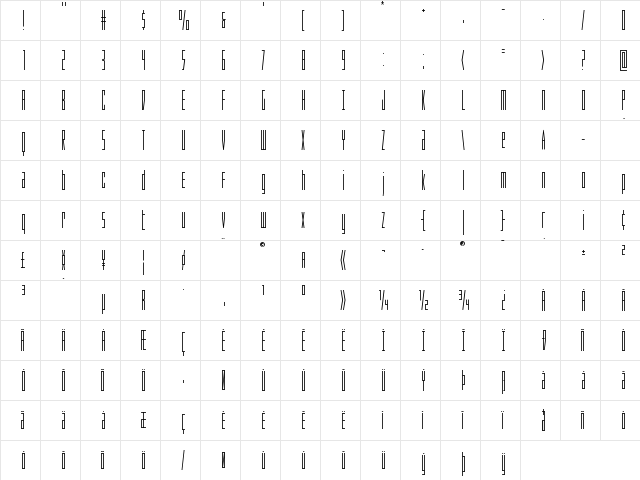 Phantacon Title Regular  glyph index