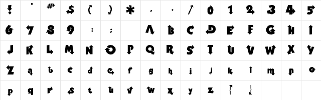 ThisWay Regular  glyph index