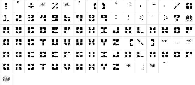 Drawn and Quartered Regular  glyph index