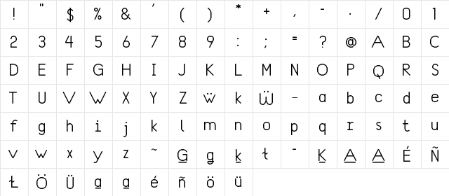 Sm'algyax rounded Regular  glyph index