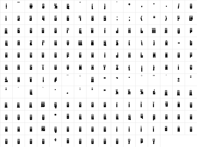 EAST-west Halftone Regular  glyph index