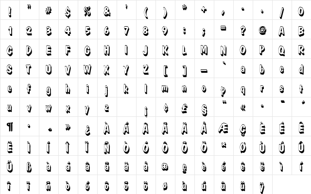 DomCasualDBolSh1 Regular  glyph index