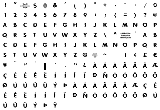 Rough DraftLoose Fill Regular  glyph index
