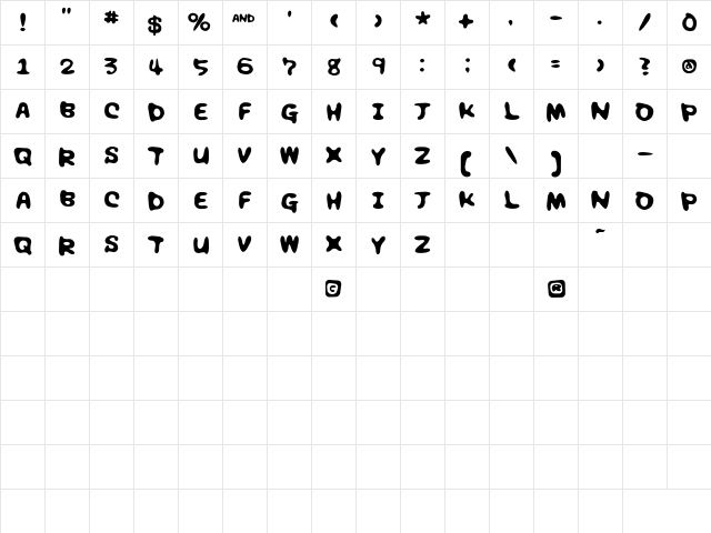 Chocolate syrup Regular  glyph index