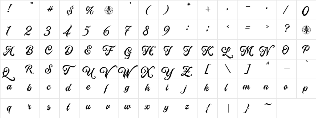 Alevantre Personal Use Only Regular  glyph index