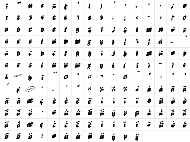 Bierg䲴en Rotalic Laser Rotalic Laser  glyph index