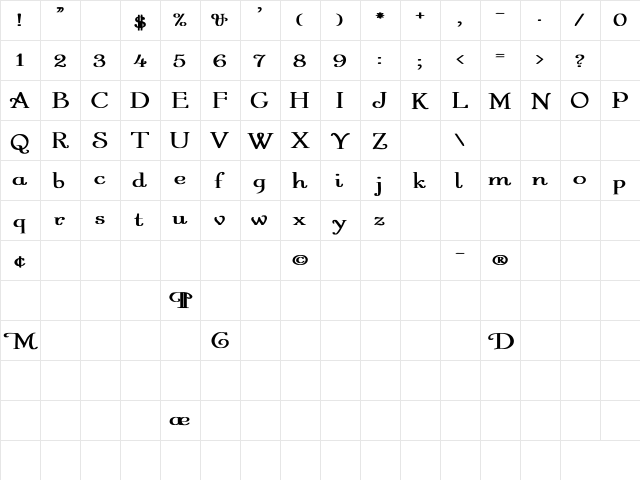 Garton Regular Wd Bold Bold  glyph index