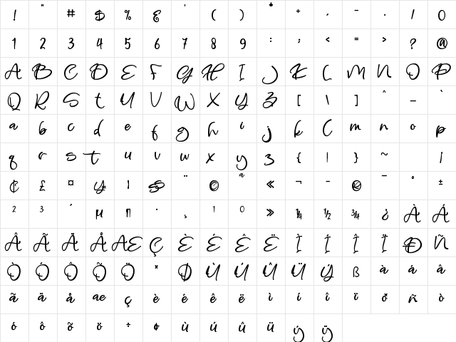 Heaster Regular  glyph index