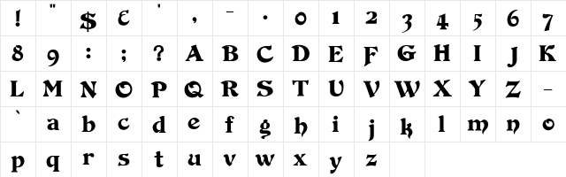 Duvall Normal  glyph index