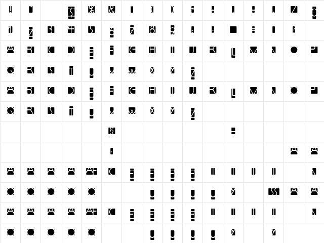 LTMindLine Inside Regular  glyph index