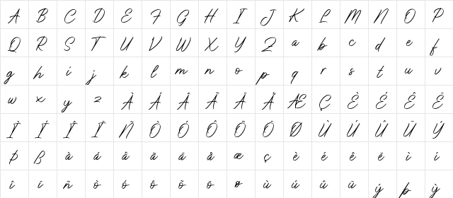 Don Carlitto Regular  glyph index