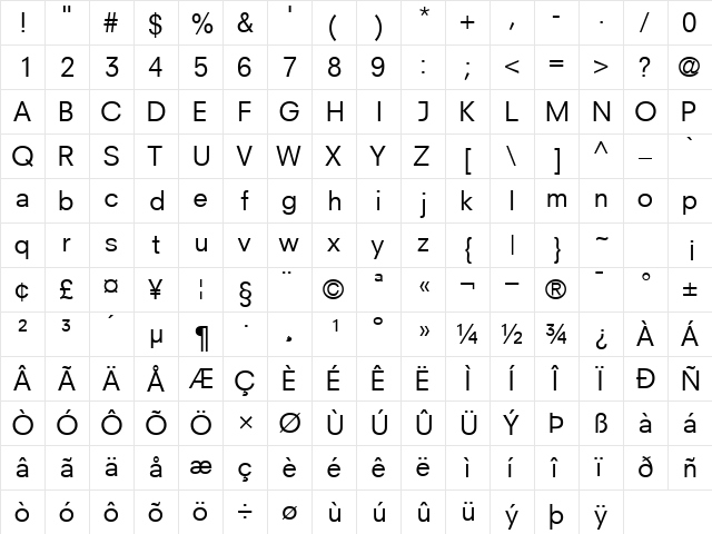 ParallaxSSK Regular  glyph index
