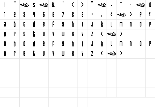 Photoplay Regular  glyph index