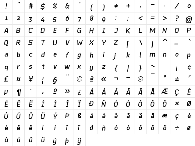 Quinone Oblique  glyph index