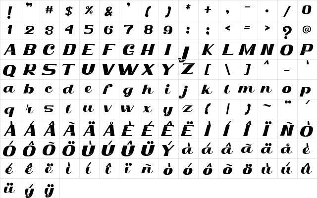 Dhaniel Regular  glyph index