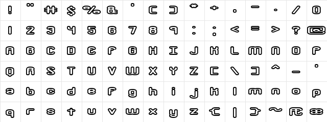 Crackdown O1 (BRK) Regular  glyph index