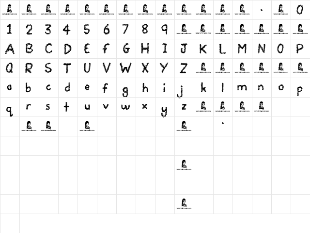 Squiggles Regular  glyph index