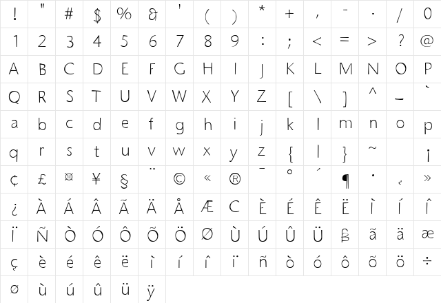 7Seconds Regular  glyph index