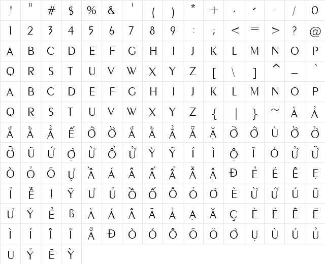 VPS Kien Giang Hoa Light  glyph index